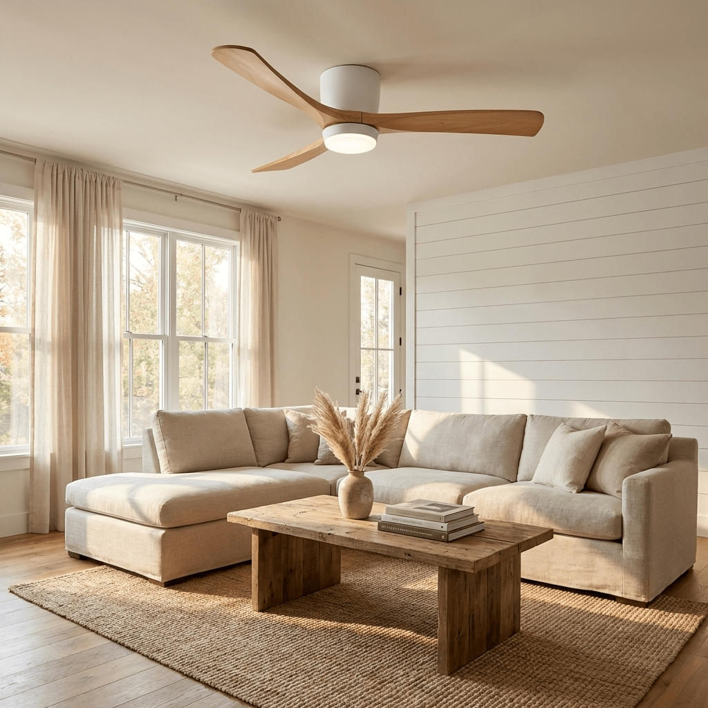 Modern Wooden LED Ceiling Fan Light