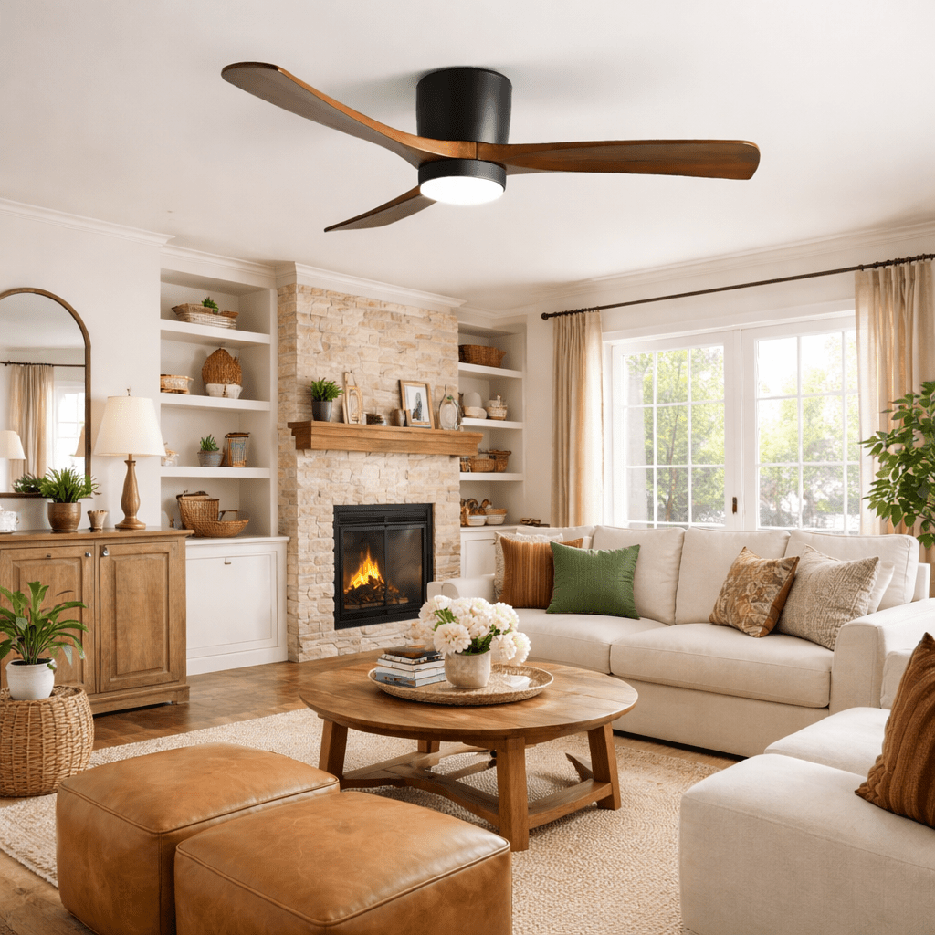 Modern Wooden LED Ceiling Fan Light