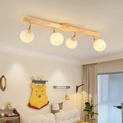Minimalist Cream and Wood Ceiling Spotlight