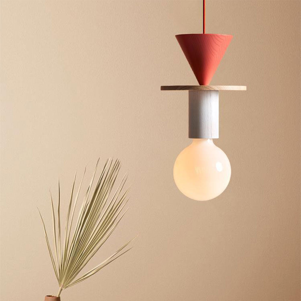 Opal Glass & Wood Pendant Light