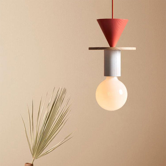 Opal Glass & Wood Pendant Light