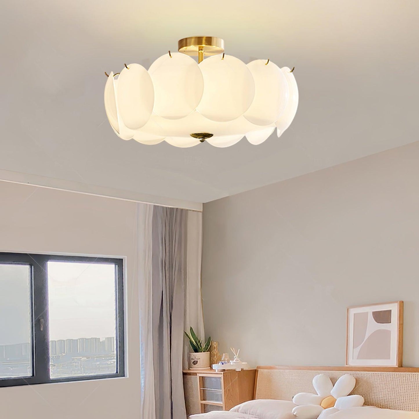 Petal Glass Semi-Flush Ceiling Light