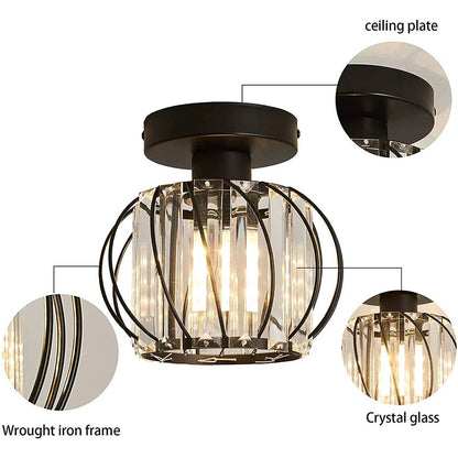 Black Ceiling Light with Glass Shade