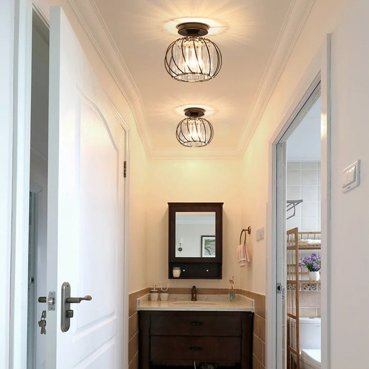 Black Ceiling Light with Glass Shade