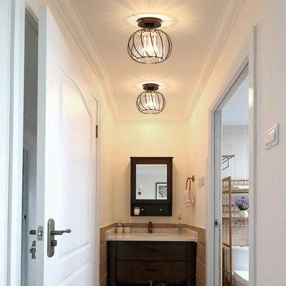 Black Ceiling Light with Glass Shade