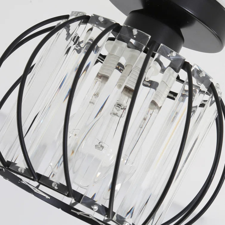 Black Ceiling Light with Glass Shade