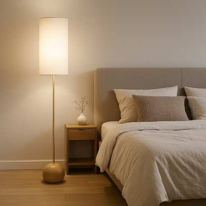 Vintage Linen Shade Floor Lamp