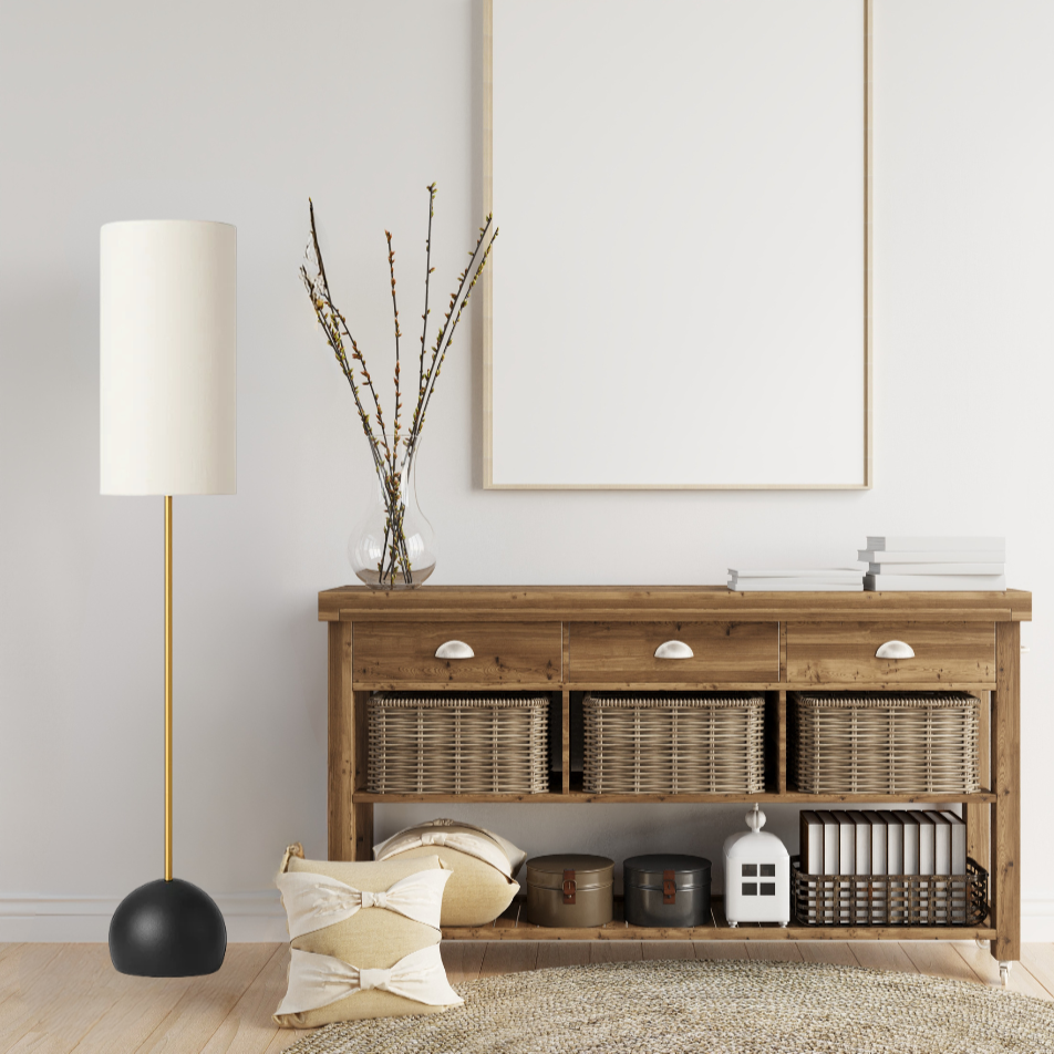 Vintage Linen Shade Floor Lamp