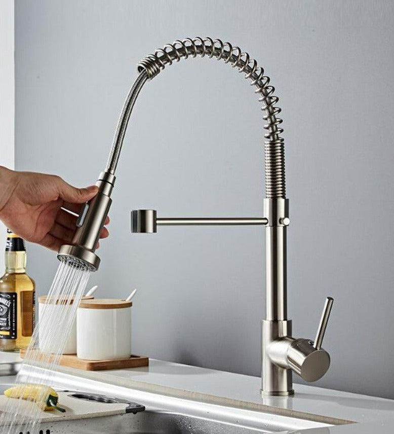 Modern Kitchen Faucet with Pull-Down Spring Sprayer