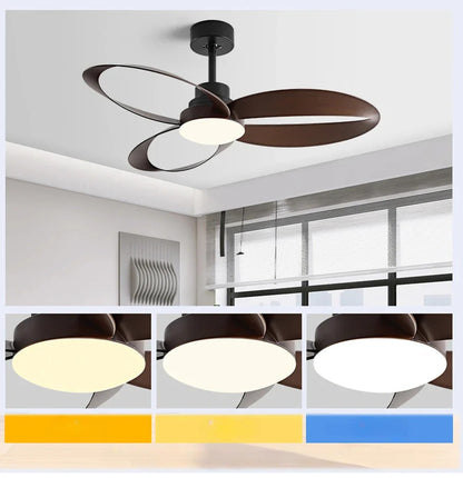 Modern LED Ceiling Fan with Wooden Blades