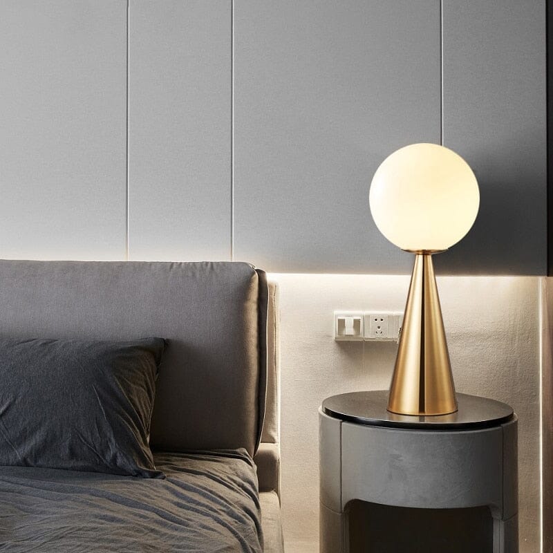 Amber Cone Glass Table Lamp