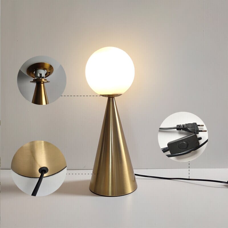 Amber Cone Glass Table Lamp