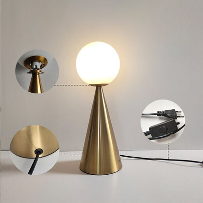 Amber Cone Glass Table Lamp