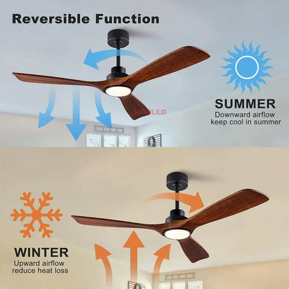 Modern Wooden Blade Ceiling Fan Light