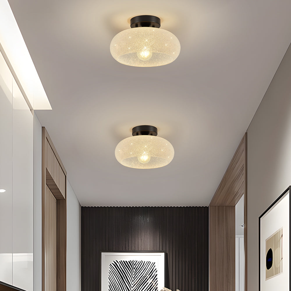 Round Glass Semi-Flush Ceiling Light