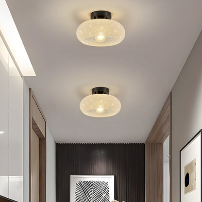 Round Glass Semi-Flush Ceiling Light