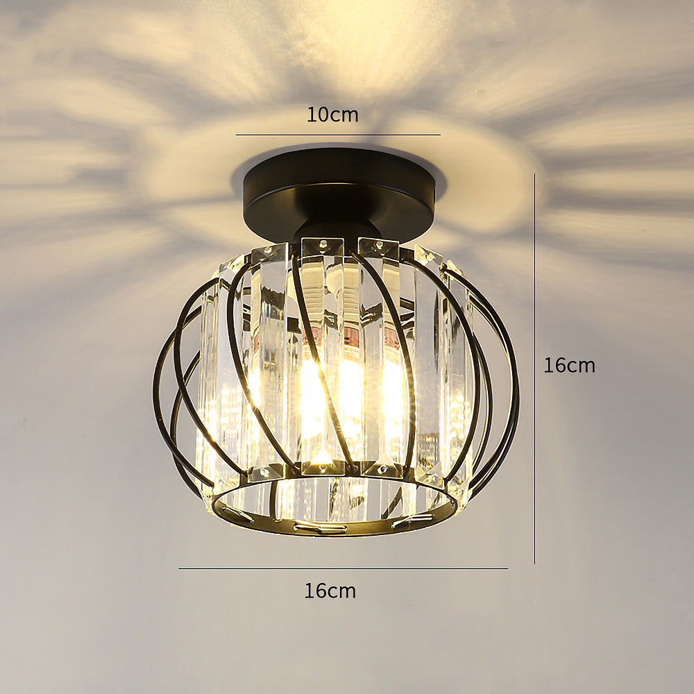 Black Ceiling Light with Glass Shade
