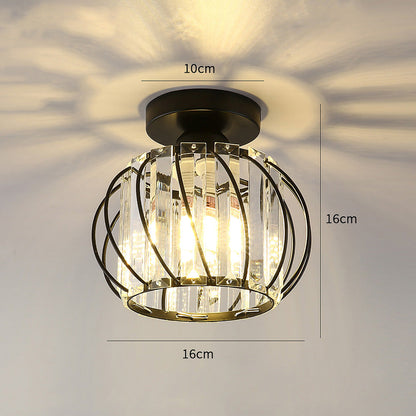 Black Ceiling Light with Glass Shade