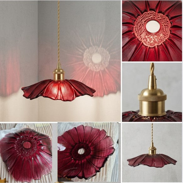 Retro Flower Glass Pendant Light