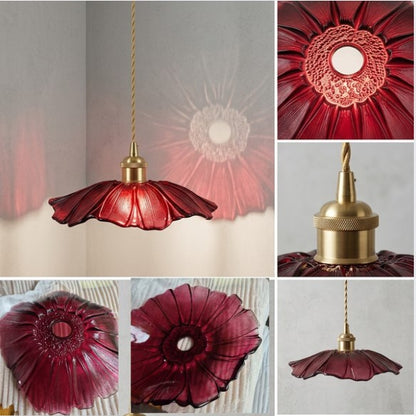 Retro Flower Glass Pendant Light