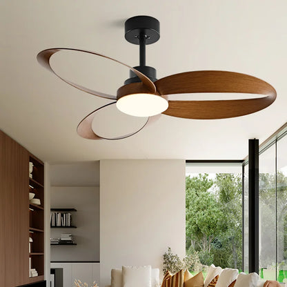 Modern LED Ceiling Fan with Wooden Blades