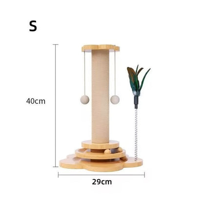 Natuurlijke Houten Krabpaal met Speelgoed voor Katten