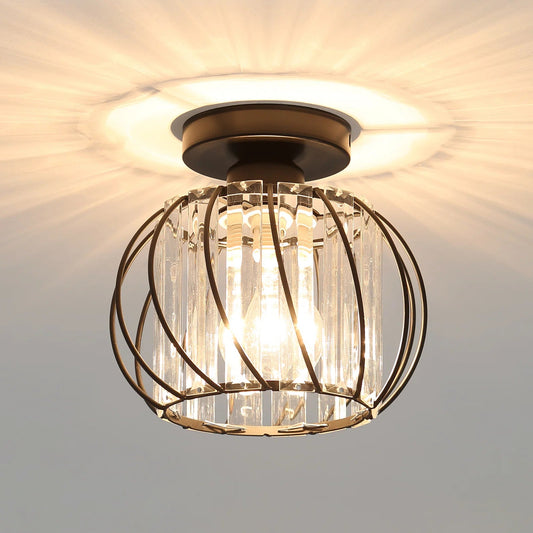 Black Ceiling Light with Glass Shade