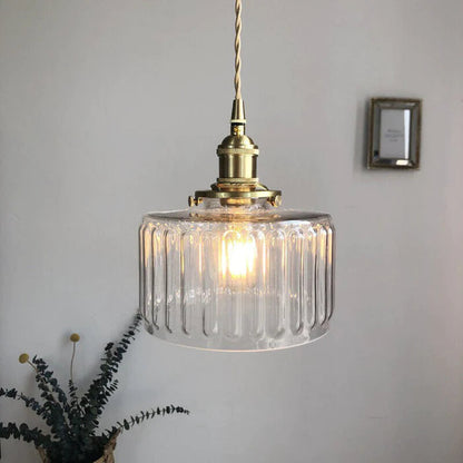 Textured Glass Cylinder Pendant
