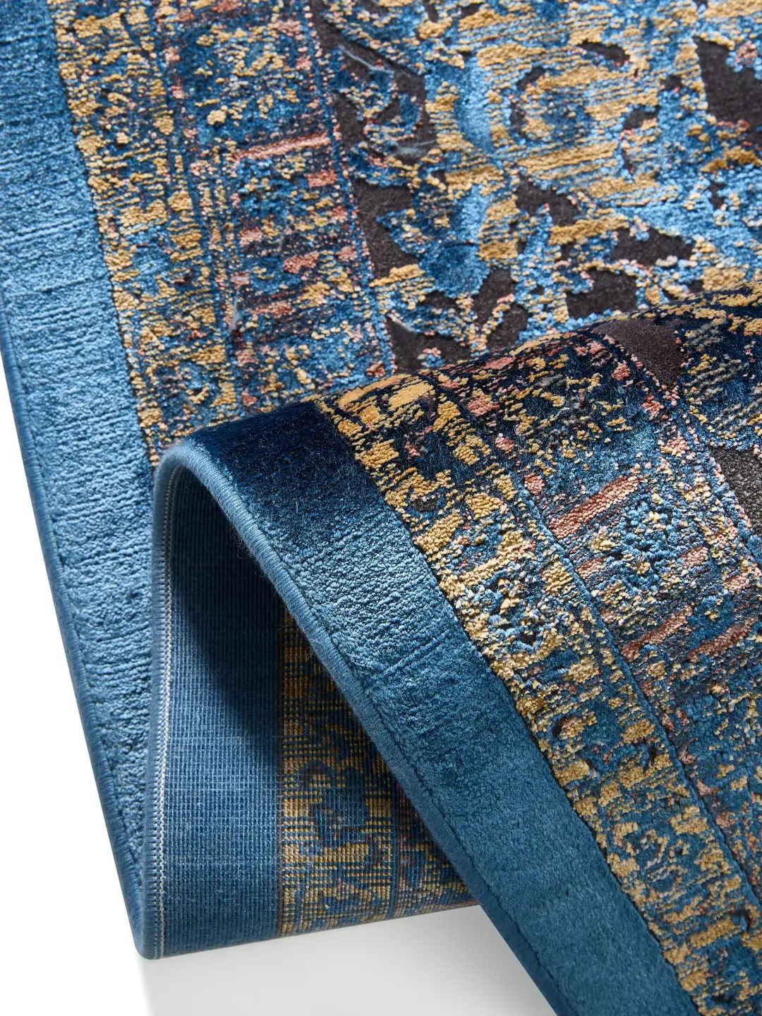 Blue vintage rug living room