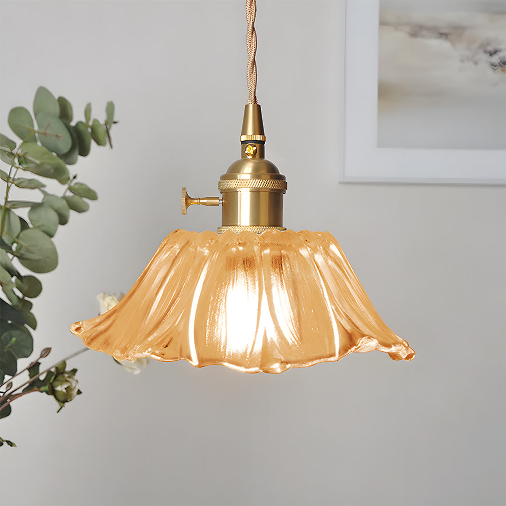 Retro Flower Glass Pendant Light