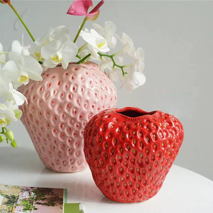 Strawberry Decorative Vase Made of Ceramic