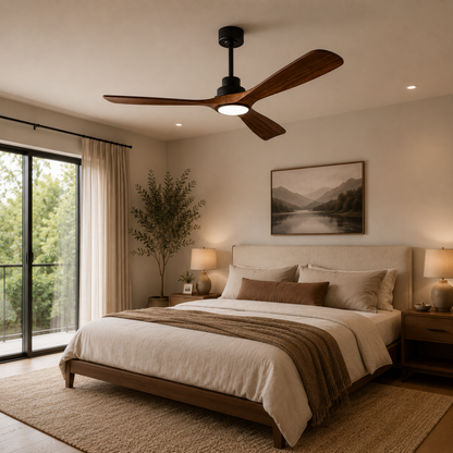 Modern Wooden Blade Ceiling Fan Light