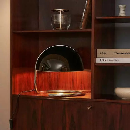 Postmodern table lamp of metal and glass