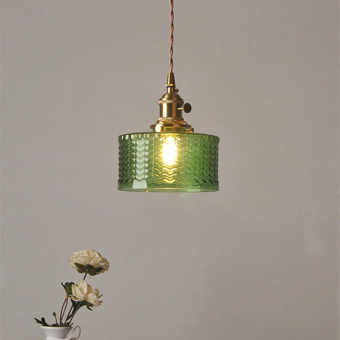 Textured Glass Cylinder Pendant