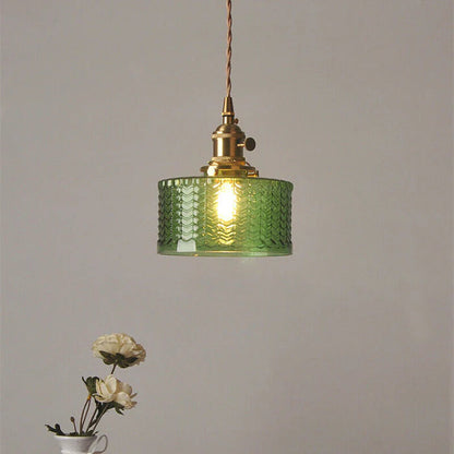 Textured Glass Cylinder Pendant