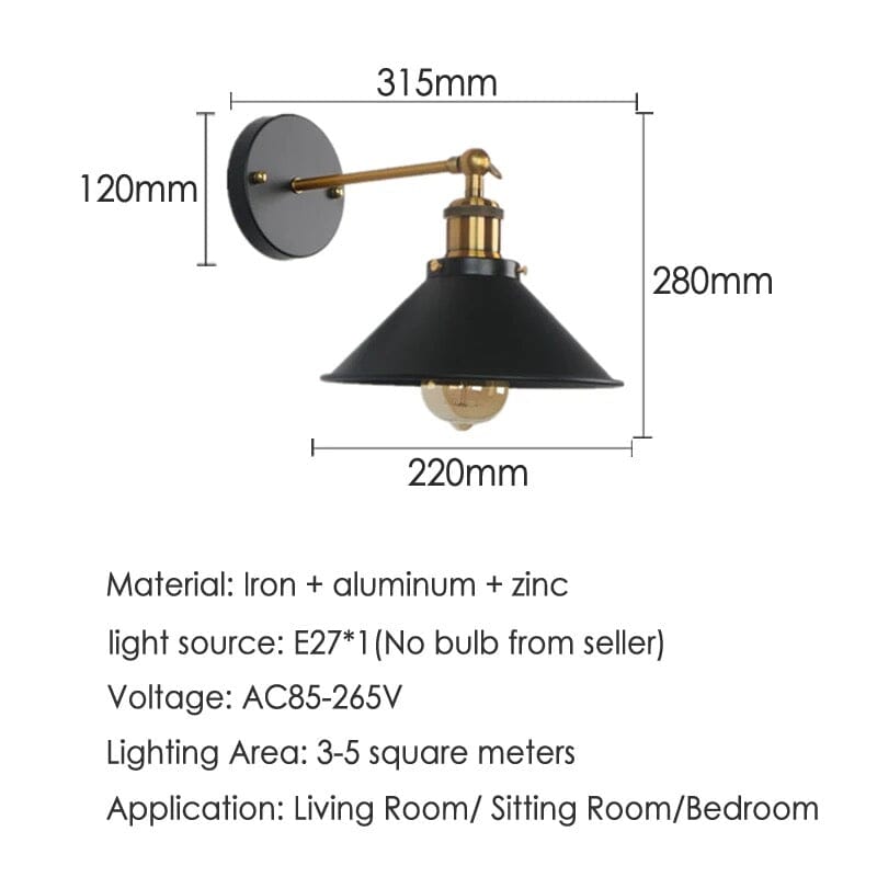 Retro Adjustable Wall Lamp with Switch
