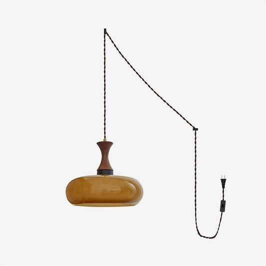 Amber Glass Plug-In Pendant