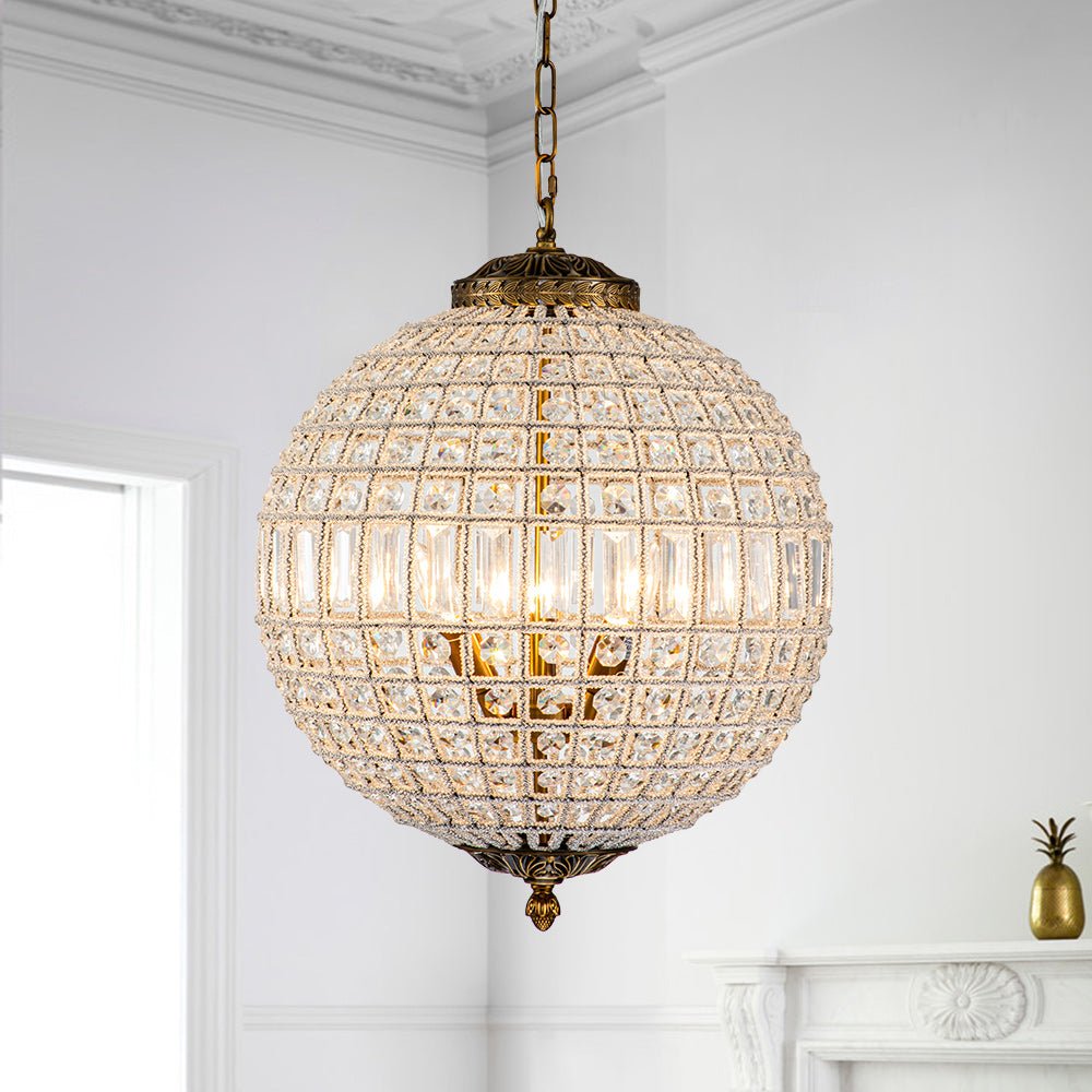 Crystavelle Regency Brass Crystal Orb Chandelier