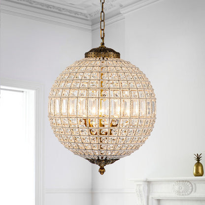 Crystavelle Regency Brass Crystal Orb Chandelier