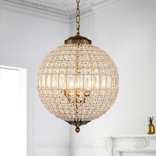 Crystavelle Regency Brass Crystal Orb Chandelier
