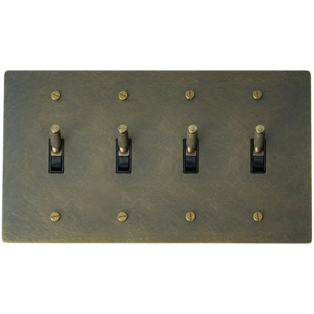 Halverin Vintage Solid Brass 4-Gang Toggle Switch