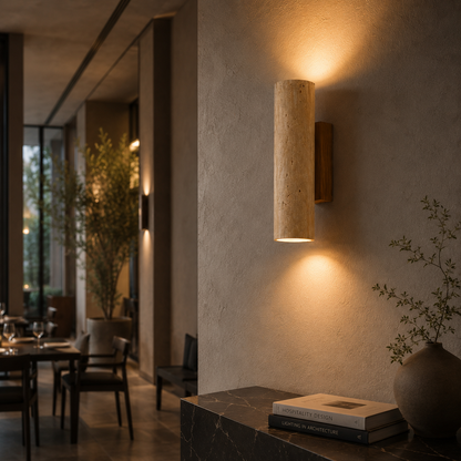 Kalvessa Japandi Travertine Wall Sconce
