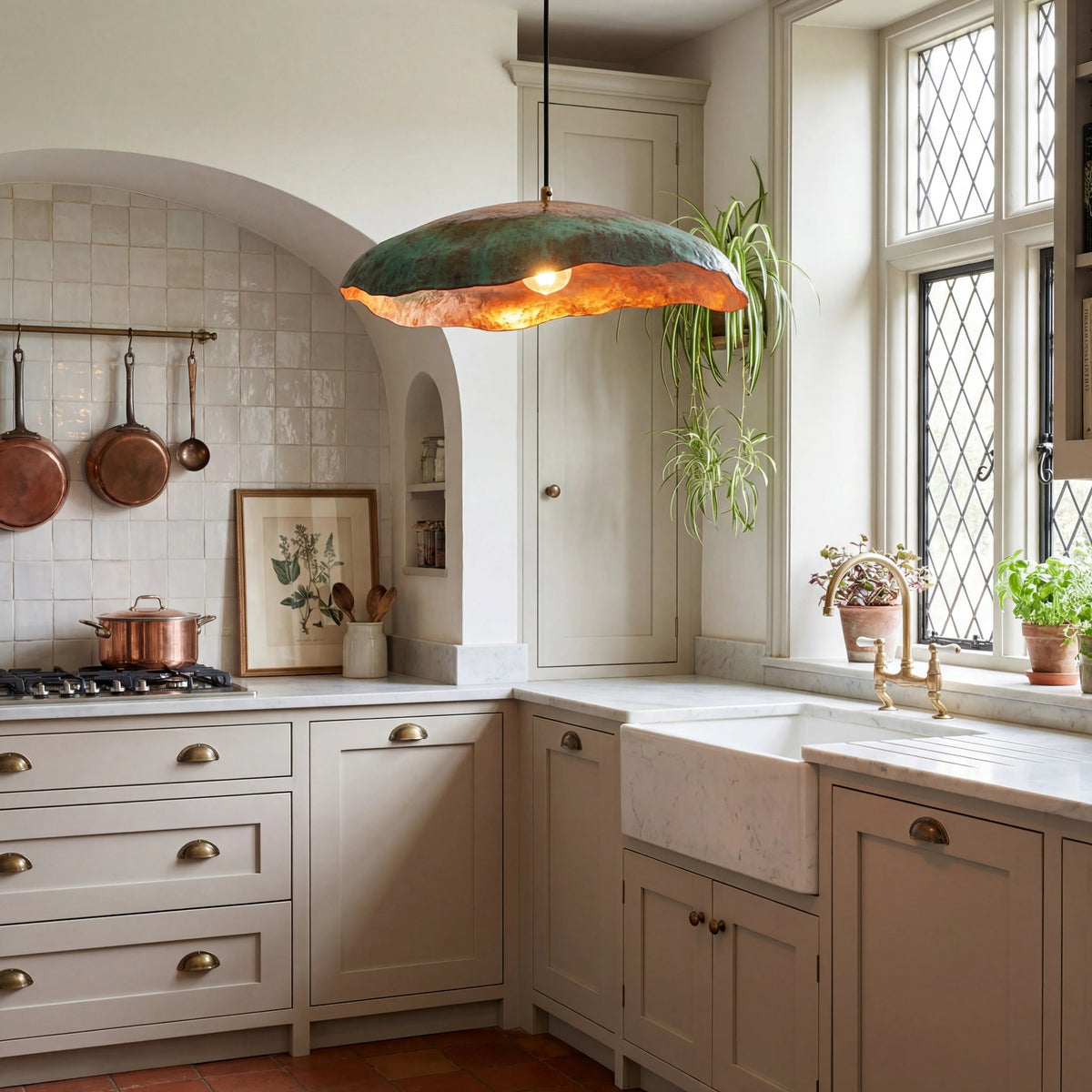Wavy Copper Disc Pendant Light