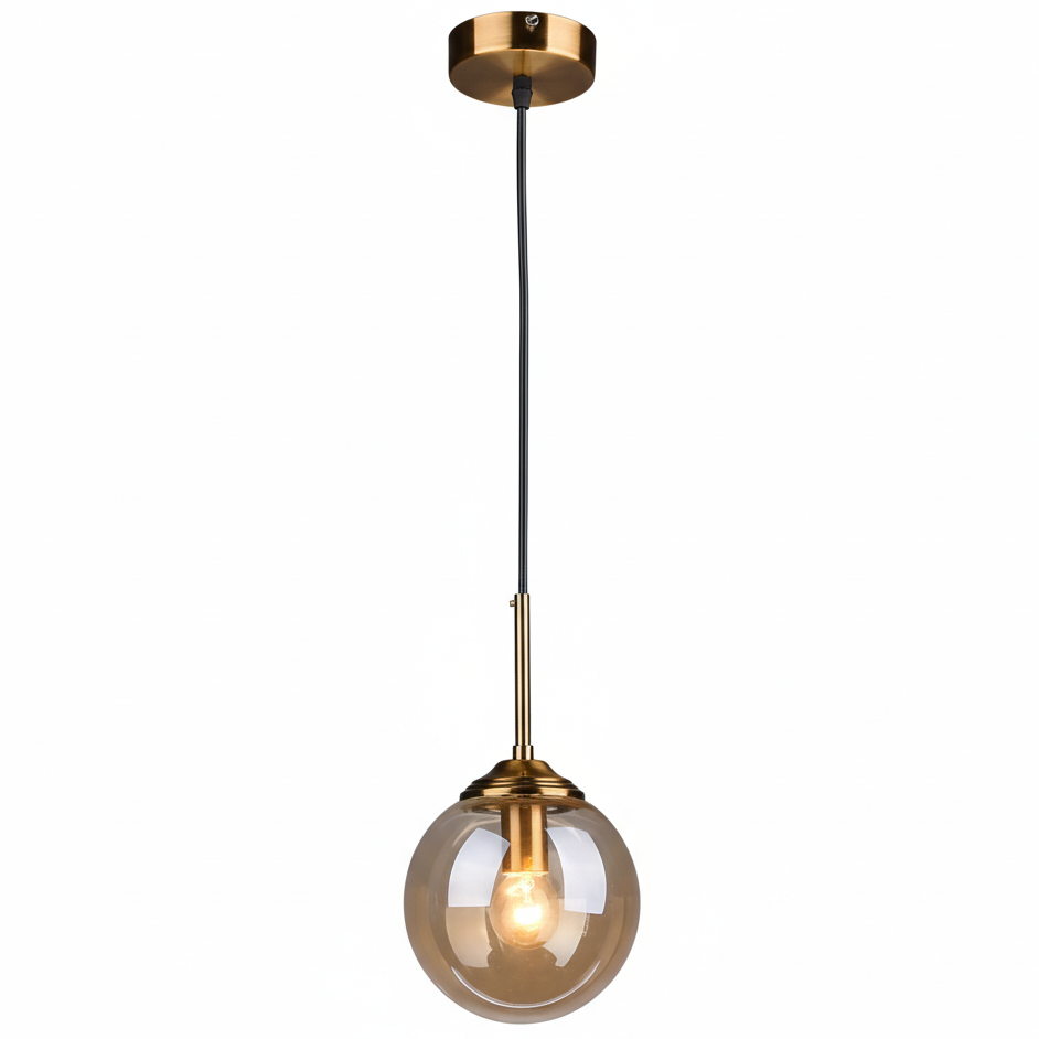 Orbelle Art Deco Brass Glass Globe Pendant Light