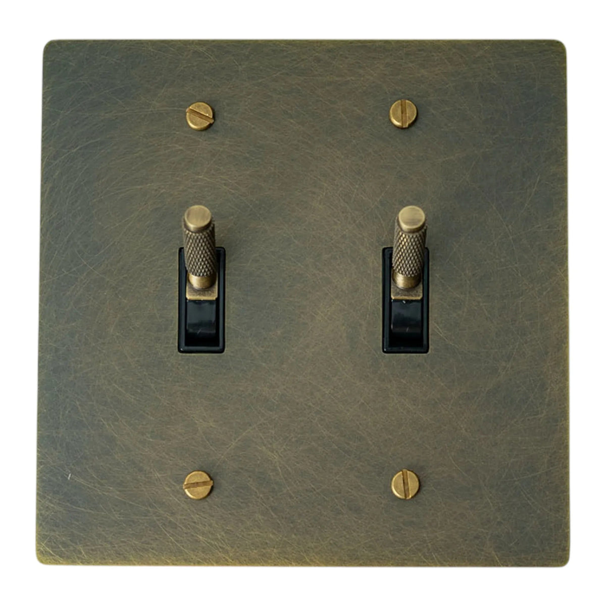 Esmerow Vintage Brass Knurled 2-Gang Toggle Switch