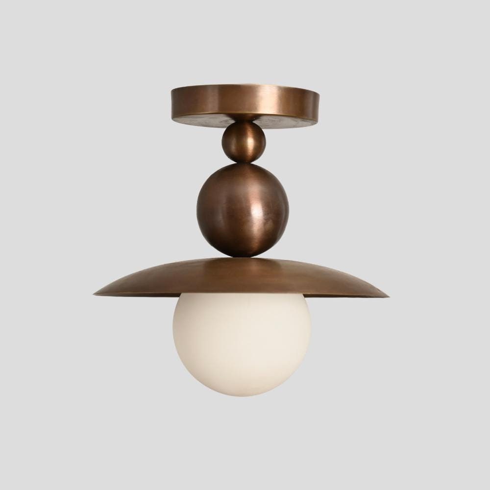 Seravin Mid-Century Brass Globe Semi-Flush Light