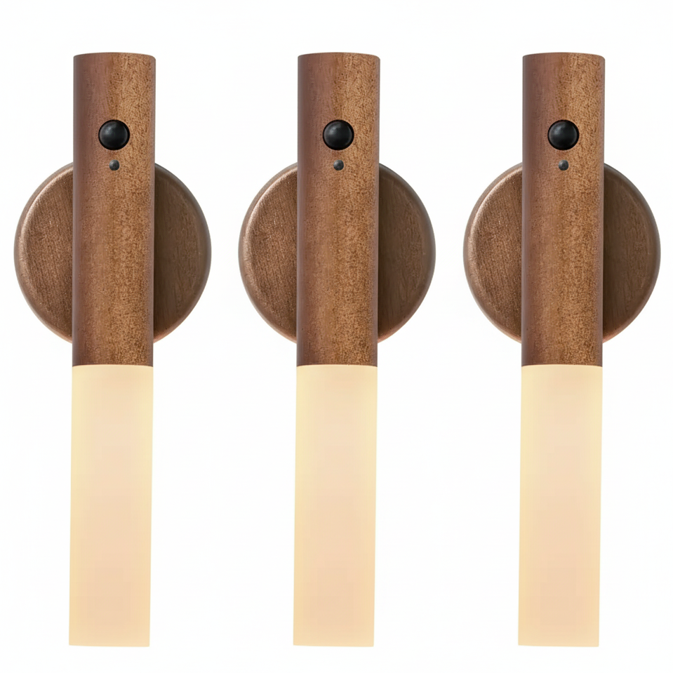 Oakmira Minimalist Wood Motion Sensor Wall Light