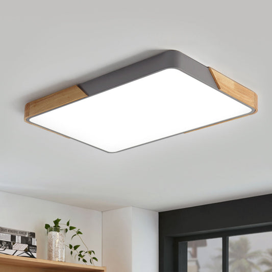 Quadrova Scandinavian Wood Rectangular LED Ceiling Light