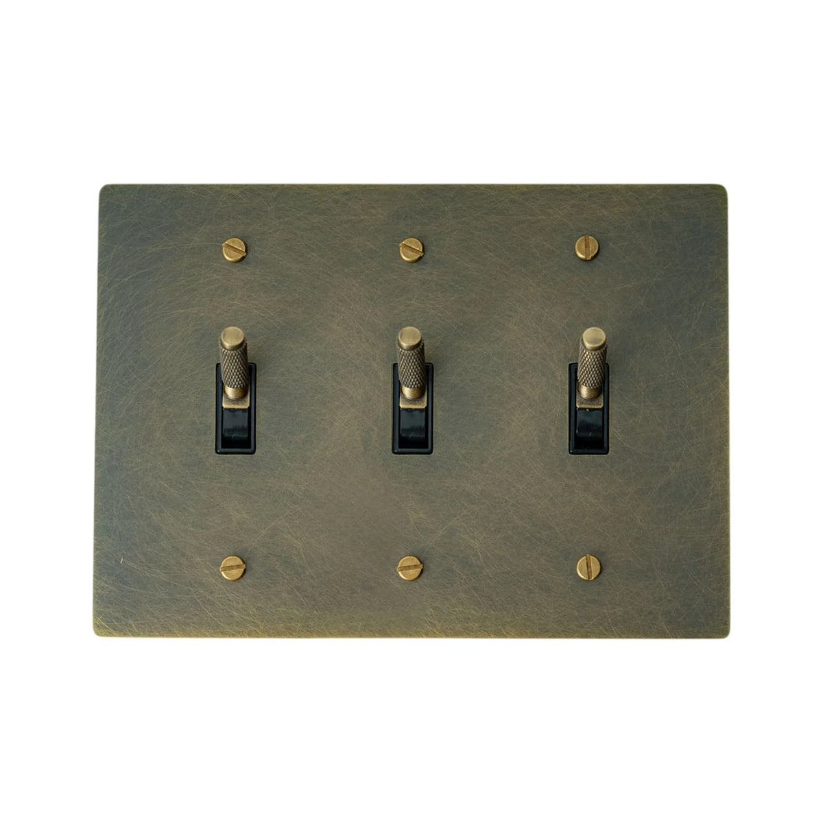 Ebrona Vintage Brass Knurled 3-Gang Toggle Switch