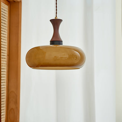 Amber Glass Plug-In Pendant